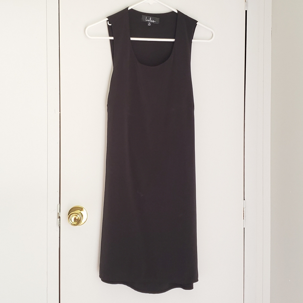 Lulus Mini Black Shift Dress Back Cutout